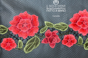 Borsa Pochette Ecopelle nero e pizzo Carmelita – Realizzata a mano - Il Tocco di Minerva