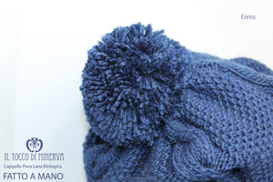 Cappello Uomo Enrico Blu Pura lana - Realizzato a mano - Il Tocco di Minerva