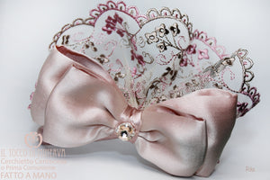 Cerchietto Prima Comunione Cerimonia Rita Cipria Realizzata A Mano - Il Tocco di Minerva