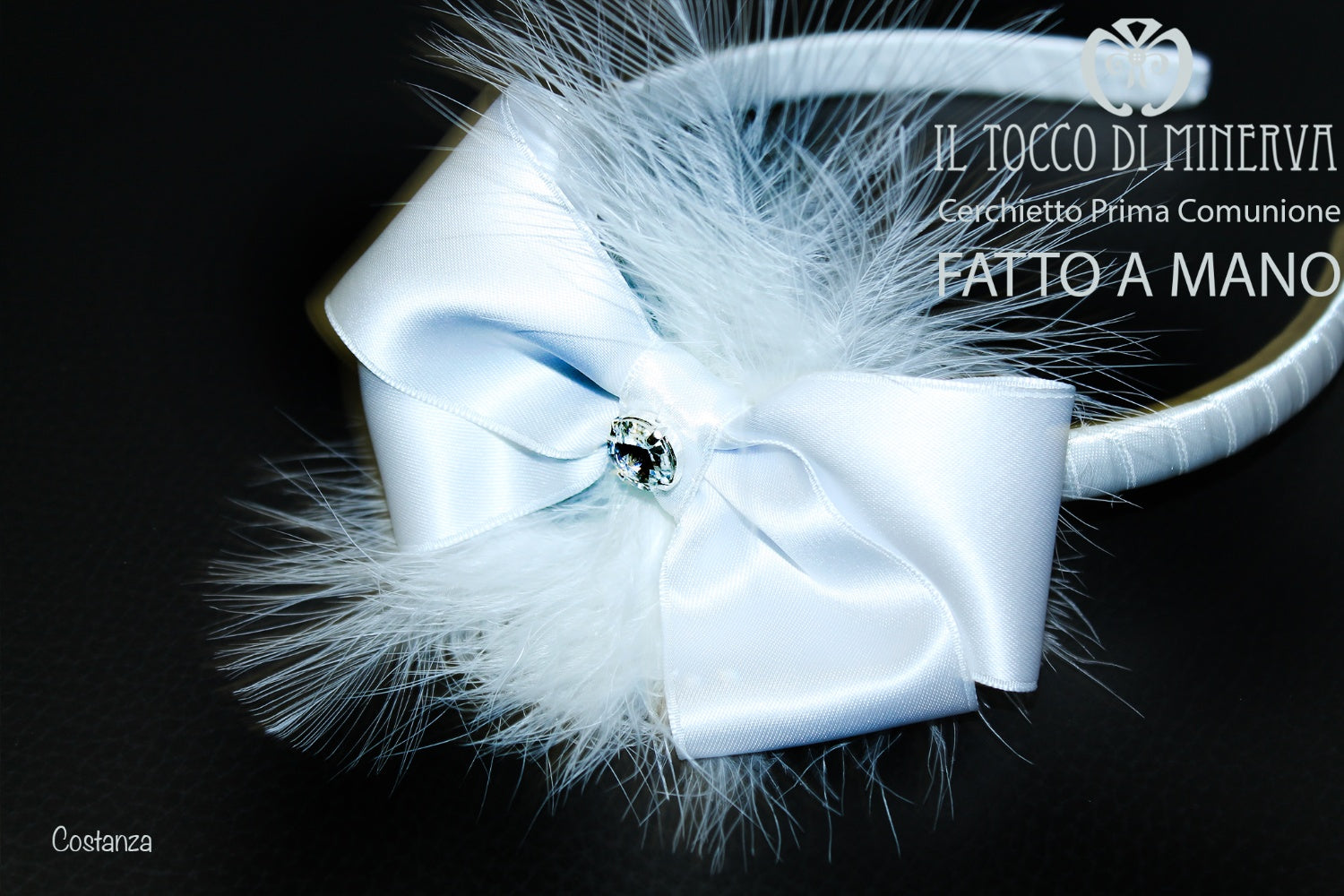 Cerchietto Prima Comunione/Cerimonia Costanza Bianco  Realizzata A Mano - Il Tocco di Minerva