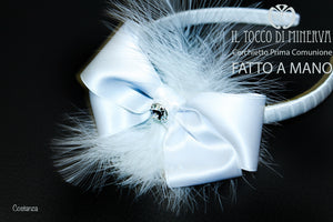 Cerchietto Prima Comunione/Cerimonia Costanza Bianco  Realizzata A Mano - Il Tocco di Minerva