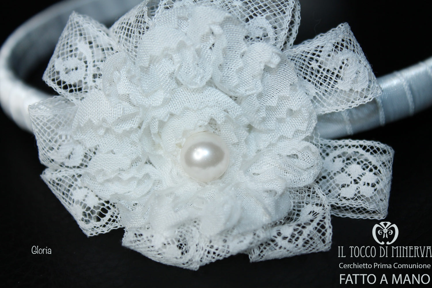 Cerchietto Prima Comunione Bianco Gloria– Realizzata A Mano - Il Tocco di Minerva