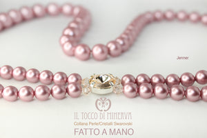 Collana Perle cristalli Swarovski Jenner Rosa antico – Realizzata a mano - Il Tocco di Minerva