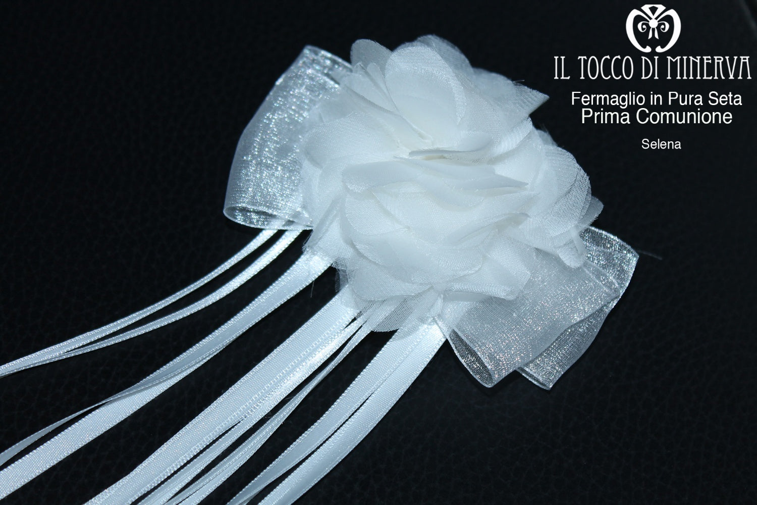 Fermaglio seta per Capelli Prima Comunione Cerimonia Realizzato a mano Selena - Il Tocco di Minerva