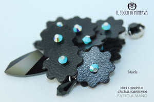 Orecchini in pelle e cristalli Swarovski Nuvola Realizzati A Mano – Handmade - Il Tocco di Minerva