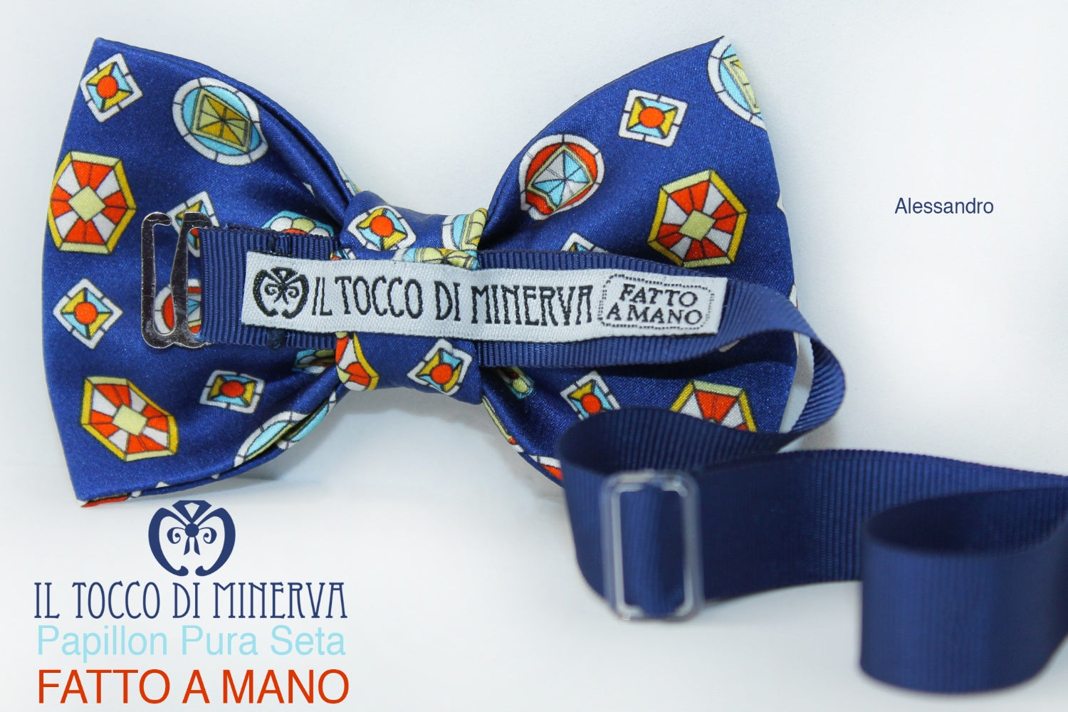 Papillon Uomo Alessandro seta tessuto alta moda - Realizzato a mano - Il Tocco di Minerva