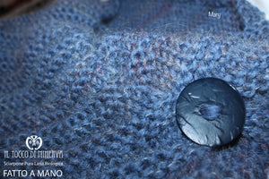 Sciarpone mantella Mary blu lana biologica e seta – realizzata a mano – HandMade - Il Tocco di Minerva
