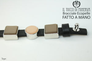 Bracciale unisex ecopelle nero con charms componibile Teigen Realizzato a mano Handmade - Il Tocco di Minerva