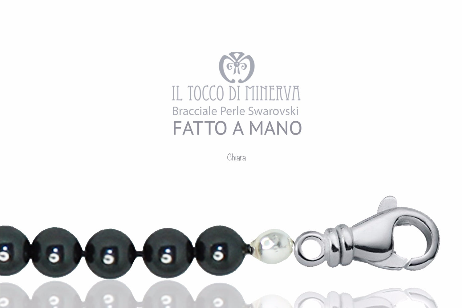 Bracciale Perle Swarovski Chiara Antracite - Realizzato a mano - Il Tocco di Minerva