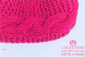 Sciarpa/Collo Lana Marica fucsia– realizzata a mano – HandMade - Il Tocco di Minerva