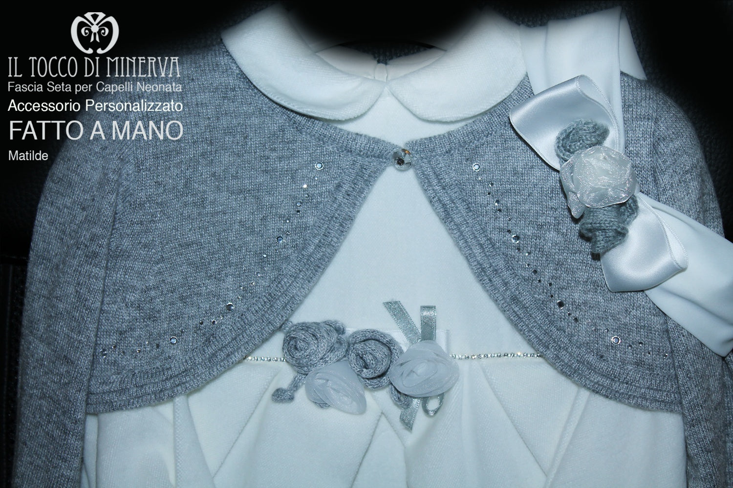 Fascia Testa per Neonato Matilde – realizzata a mano – HandMade - Il Tocco di Minerva