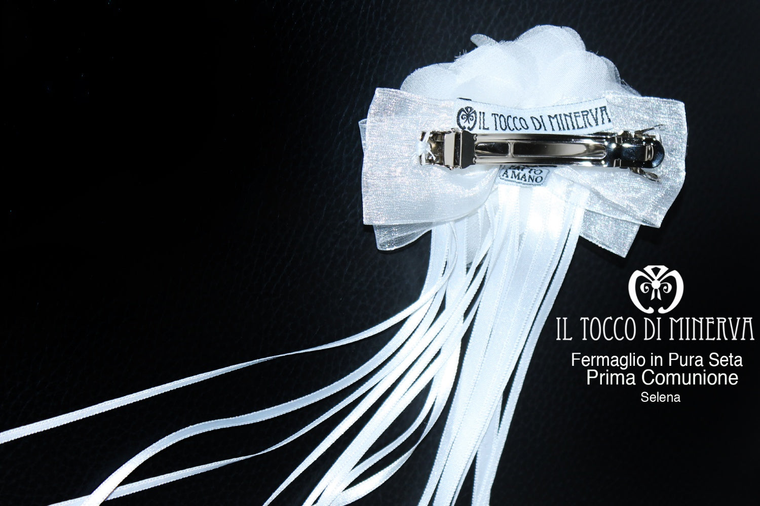 Fermaglio seta per Capelli Prima Comunione Cerimonia Realizzato a mano Selena - Il Tocco di Minerva