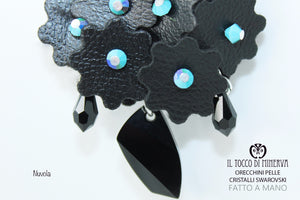 Orecchini in pelle e cristalli Swarovski Nuvola Realizzati A Mano – Handmade - Il Tocco di Minerva