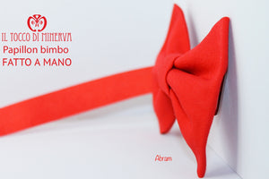 Papillon Farfallino Bimbo Abram Rosso Cotone Realizzato a mano – Handmade - Il Tocco di Minerva