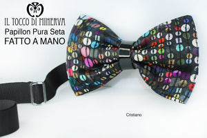 Papillon Uomo Cristiano seta tessuto alta moda - Realizzato a mano - Il Tocco di Minerva