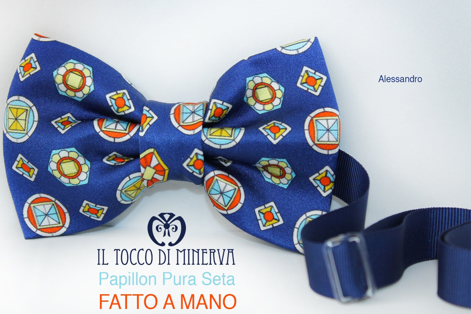 Papillon Uomo Alessandro seta tessuto alta moda - Realizzato a mano - Il Tocco di Minerva