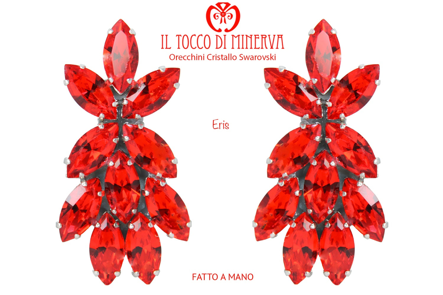 Orecchini in cristallo swarovski rosso Eris Realizzati a mano - Il Tocco di Minerva