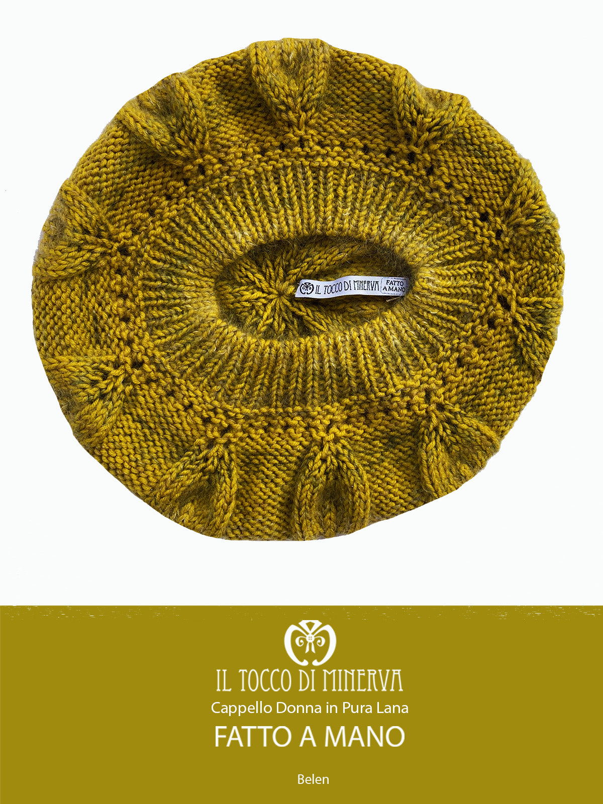 Cappello donna bianco in lana mohair paillettes Clio - Realizzato a mano - Il Tocco di Minerva