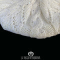Cappello donna bianco in lana mohair paillettes Clio - Realizzato a mano - Il Tocco di Minerva