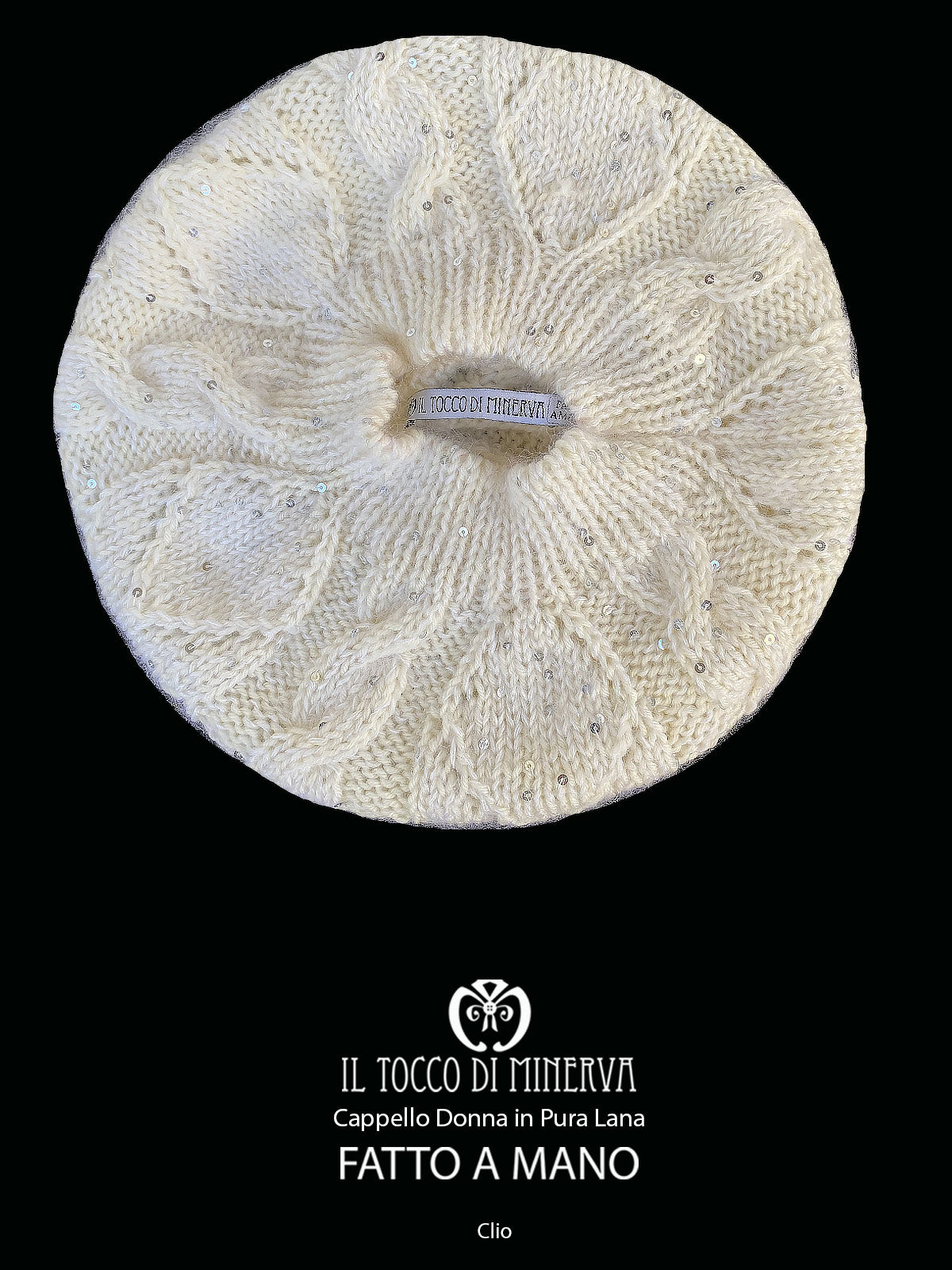 Cappello donna blu in lana e mohair Belen - Realizzato a mano - Il Tocco di Minerva