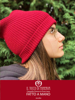 Cappello donna rosa in pura lana Jennifer - Realizzato a mano - Il Tocco di Minerva