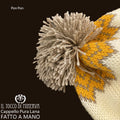 Cappello pura lana Pon Pon tortora arancione - Fatto a Mano - Il Tocco di Minerva