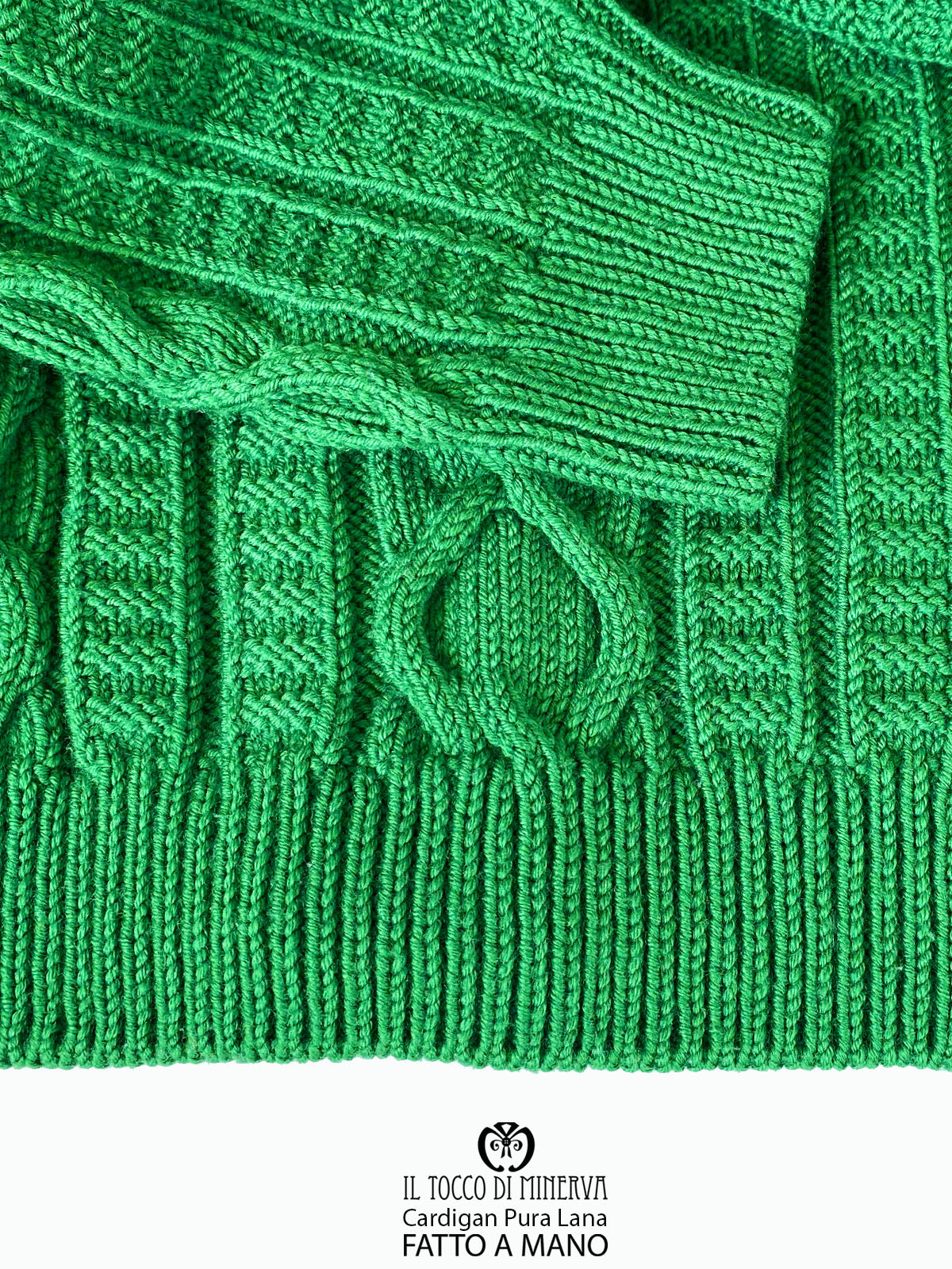 Cardigan da Uomo verde Pura Lana Arnold - Fatto a Mano - Il Tocco di Minerva