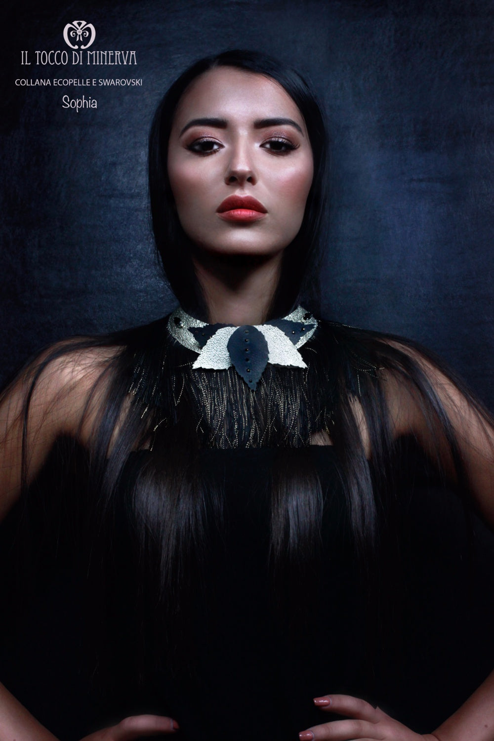Collana ecopelle e swarovski Sophia Realizzata a mano – Handmade - Il Tocco di Minerva