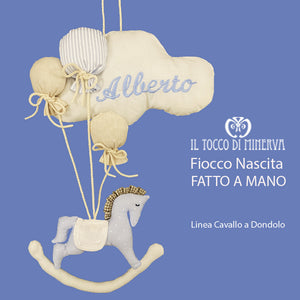 Fiocco Nascita linea cavallo a dondolo Alberto - Fatto a Mano - Il Tocco di Minerva