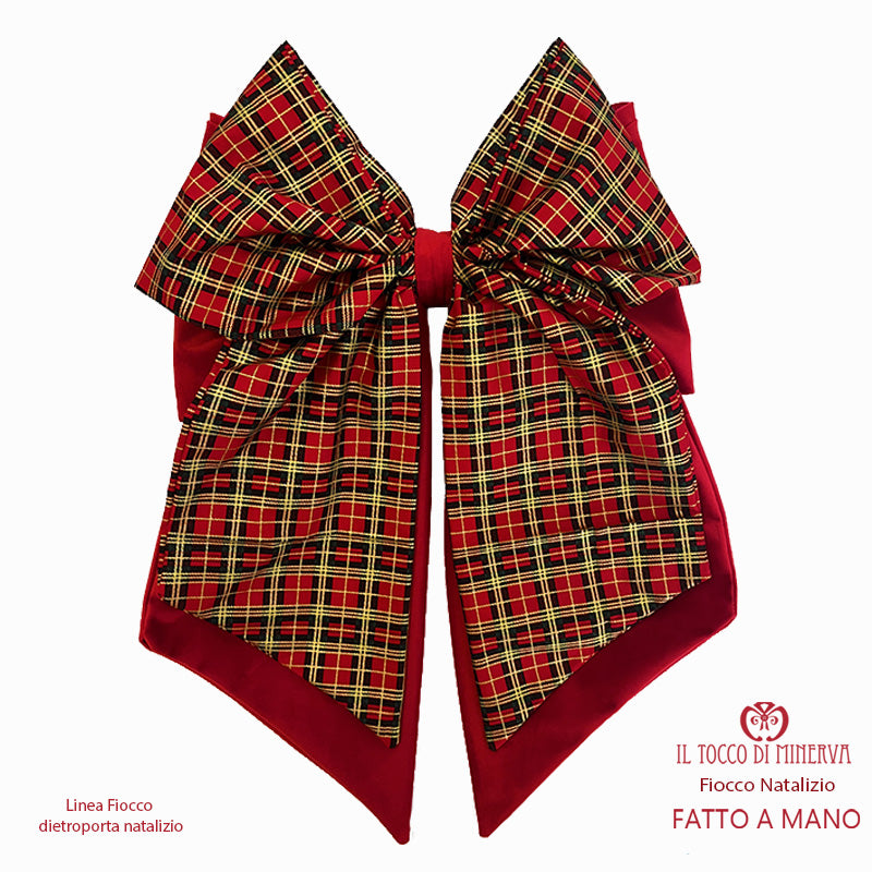 Fiocco Natalizio dietro porta  Linea fiocco scozzese - Fatto a Mano - Il Tocco di Minerva