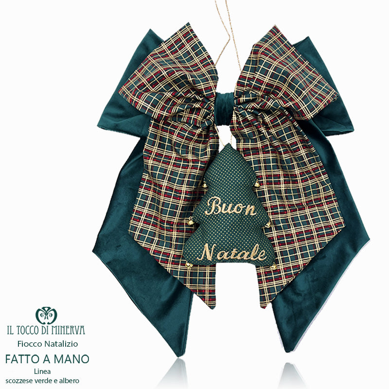 Fiocco Natalizio dietro porta Linea scozzese e albero di natale - Fatto a Mano - Il Tocco di Minerva