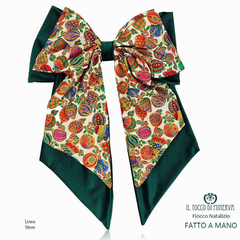 Fiocco Natalizio dietro porta Linea sfere velluto verde - Fatto a Mano - Il Tocco di Minerva