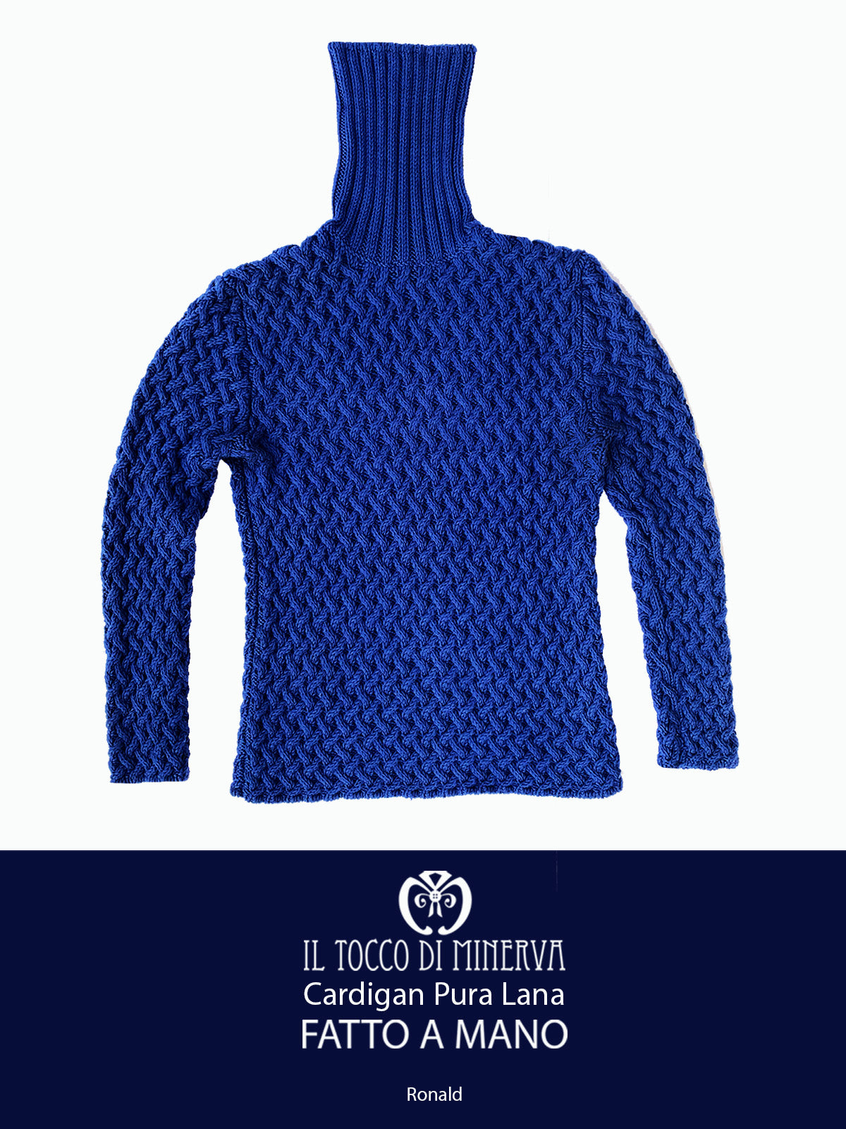 Maglia da Uomo blu Pura Lana Ronald - Fatto a Mano - Il Tocco di Minerva