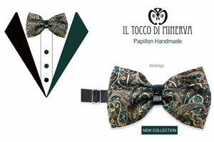 Papillon Uomo Amerigo seta tessuto alta moda - Realizzato a mano - Il Tocco di Minerva