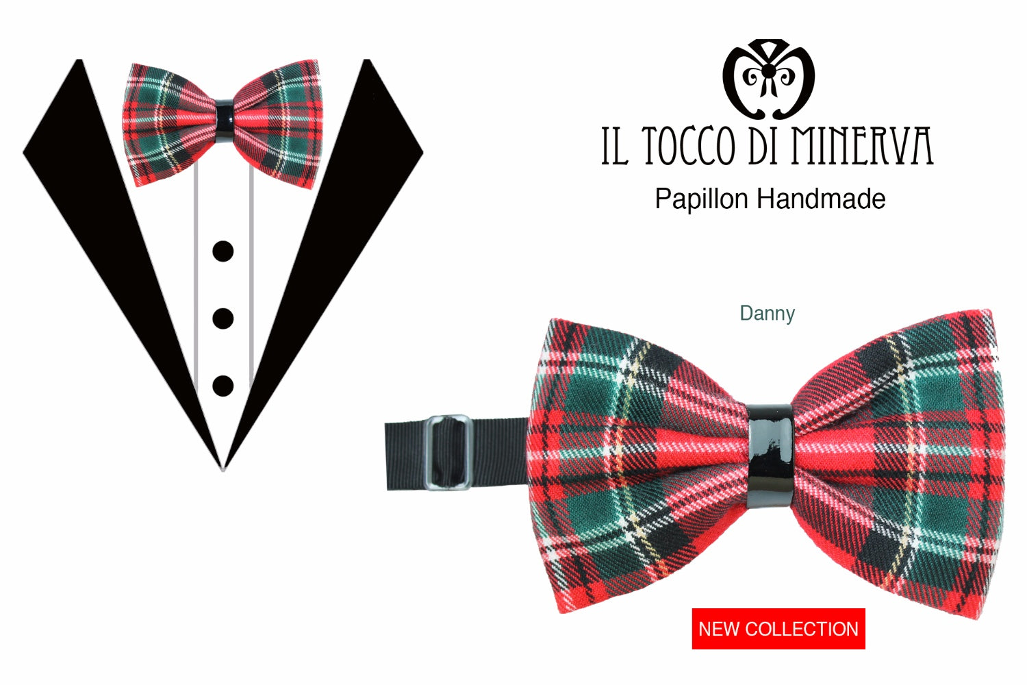 Papillon Uomo Lana Danny tessuto alta moda - Realizzato a mano - Il Tocco di Minerva