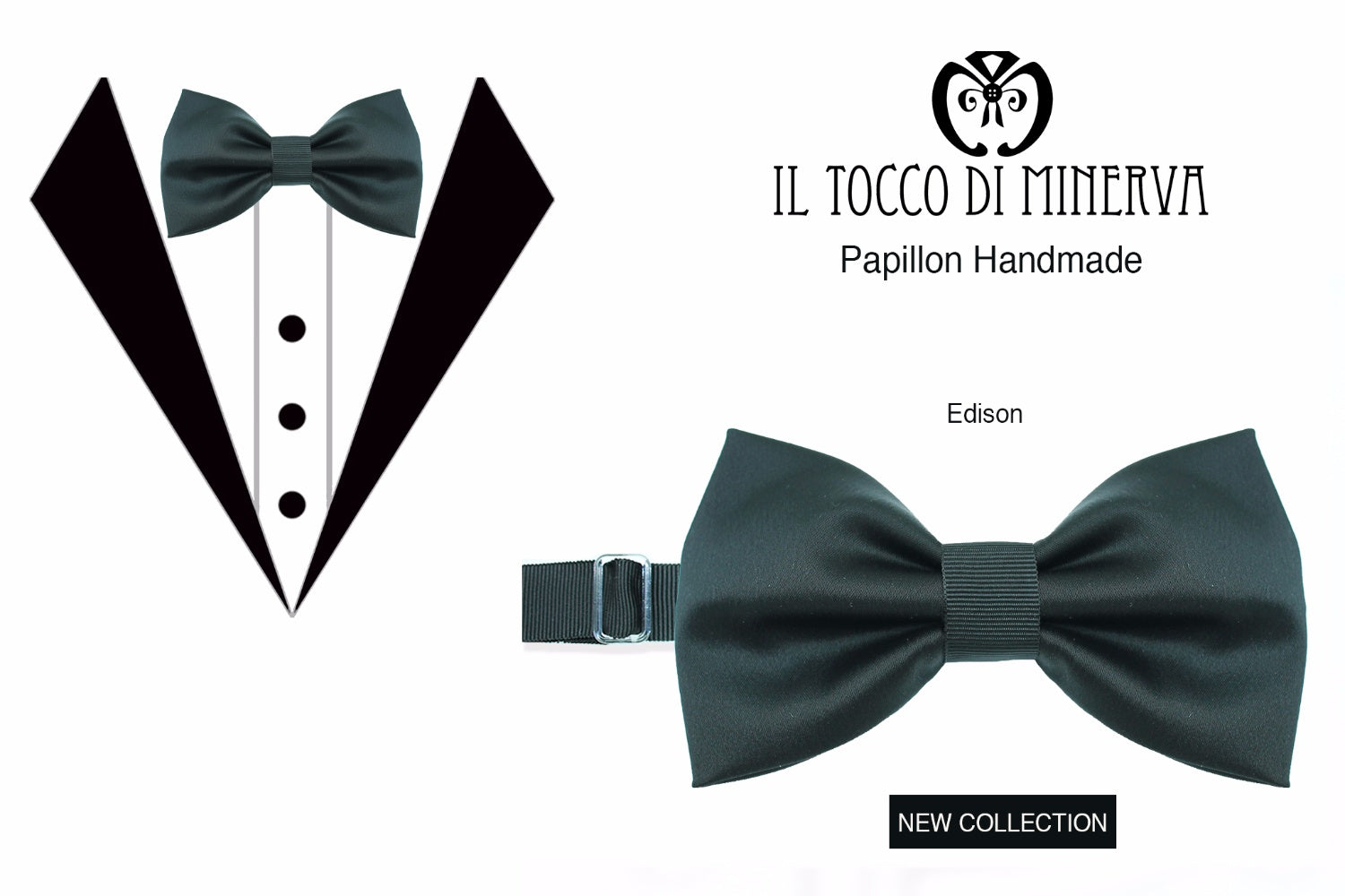 Papillon Farfallino taffetà Edison Realizzato a mano - Handmade - Il Tocco di Minerva