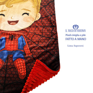 Plaid bambino ciniglia e pile Spiderman - Fatto a Mano - Il Tocco di Minerva