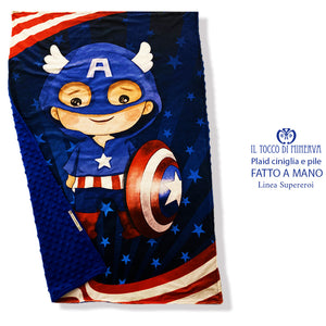 Plaid bambino ciniglia e pile Capitan America - Fatto a Mano - Il Tocco di Minerva