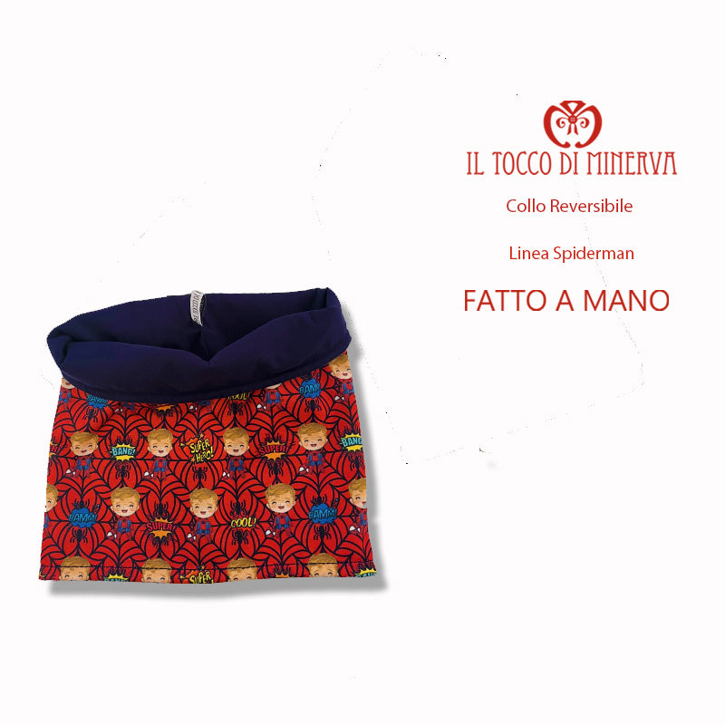 Collo reversibile bambino 100% cotone Spiderman - Fatto a Mano - Il Tocco di Minerva