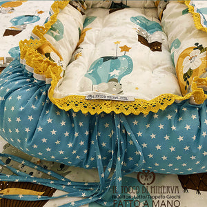 Riduttore Letto o Tappeto Giochi Neonato animali in mongolfiera - Fatto a Mano - Il Tocco di Minerva