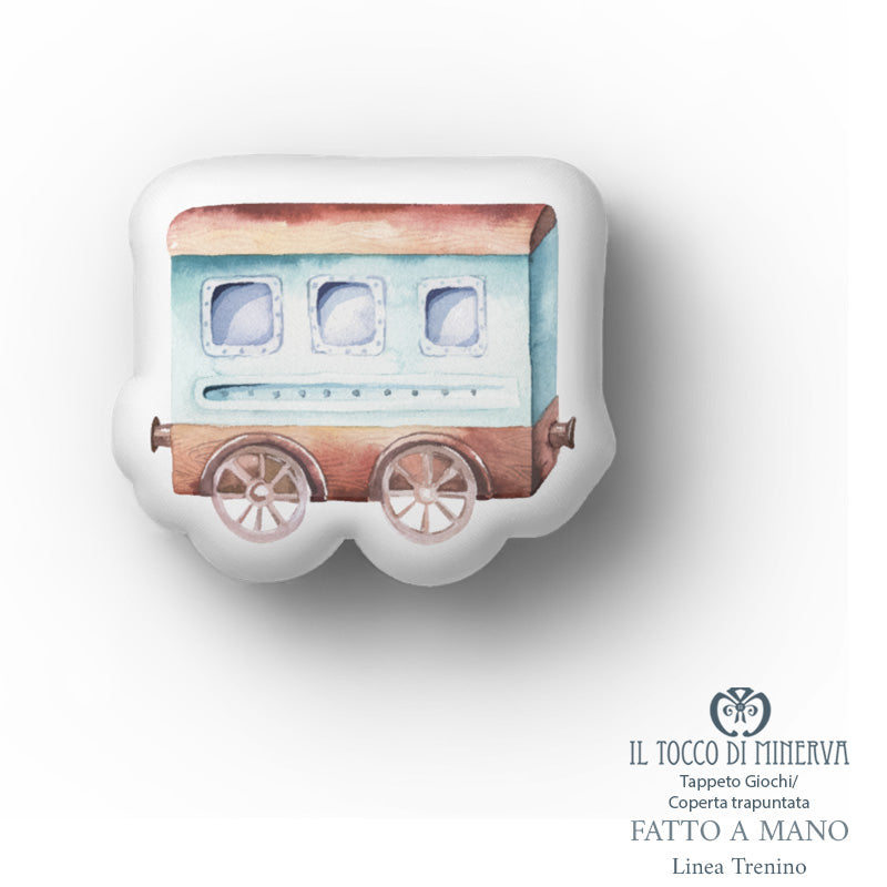 Coperta Mesi neonato Trapuntata Linea Trenino - Fatto a Mano - Il Tocco di Minerva