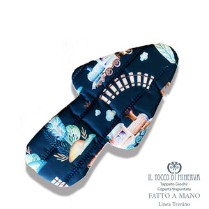 Coperta Mesi neonato Trapuntata Linea Trenino - Fatto a Mano - Il Tocco di Minerva