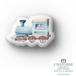 Coperta Mesi neonato Trapuntata Linea Trenino - Fatto a Mano - Il Tocco di Minerva