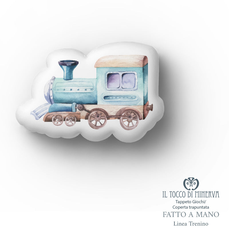 Coperta Mesi neonato Trapuntata Linea Trenino - Fatto a Mano - Il Tocco di Minerva