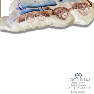 Coperta Mesi neonato Trapuntata Linea Trenino - Fatto a Mano - Il Tocco di Minerva