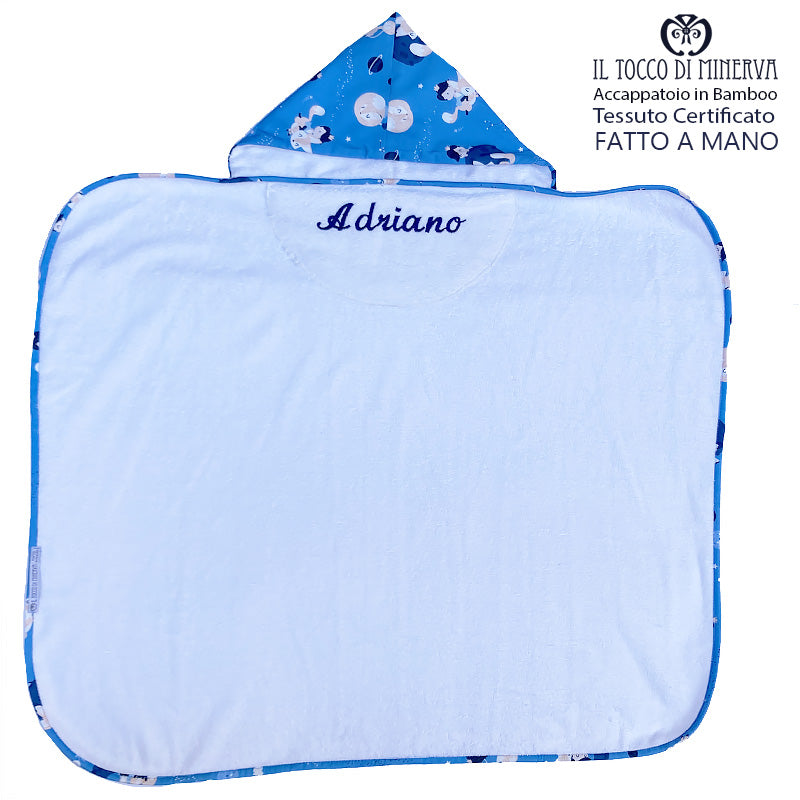 Accappatoio Bamboo bianco neonato piccolo principe - Fatto a Mano - Il Tocco di Minerva
