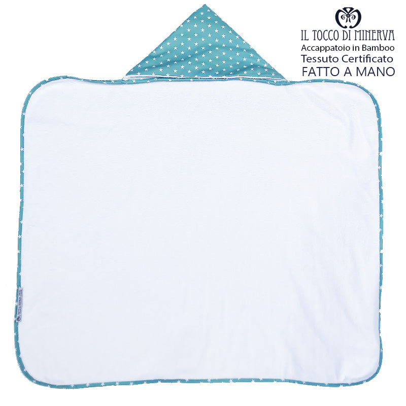Accappatoio Bamboo bianco neonato stelle - Fatto a Mano - Il Tocco di Minerva