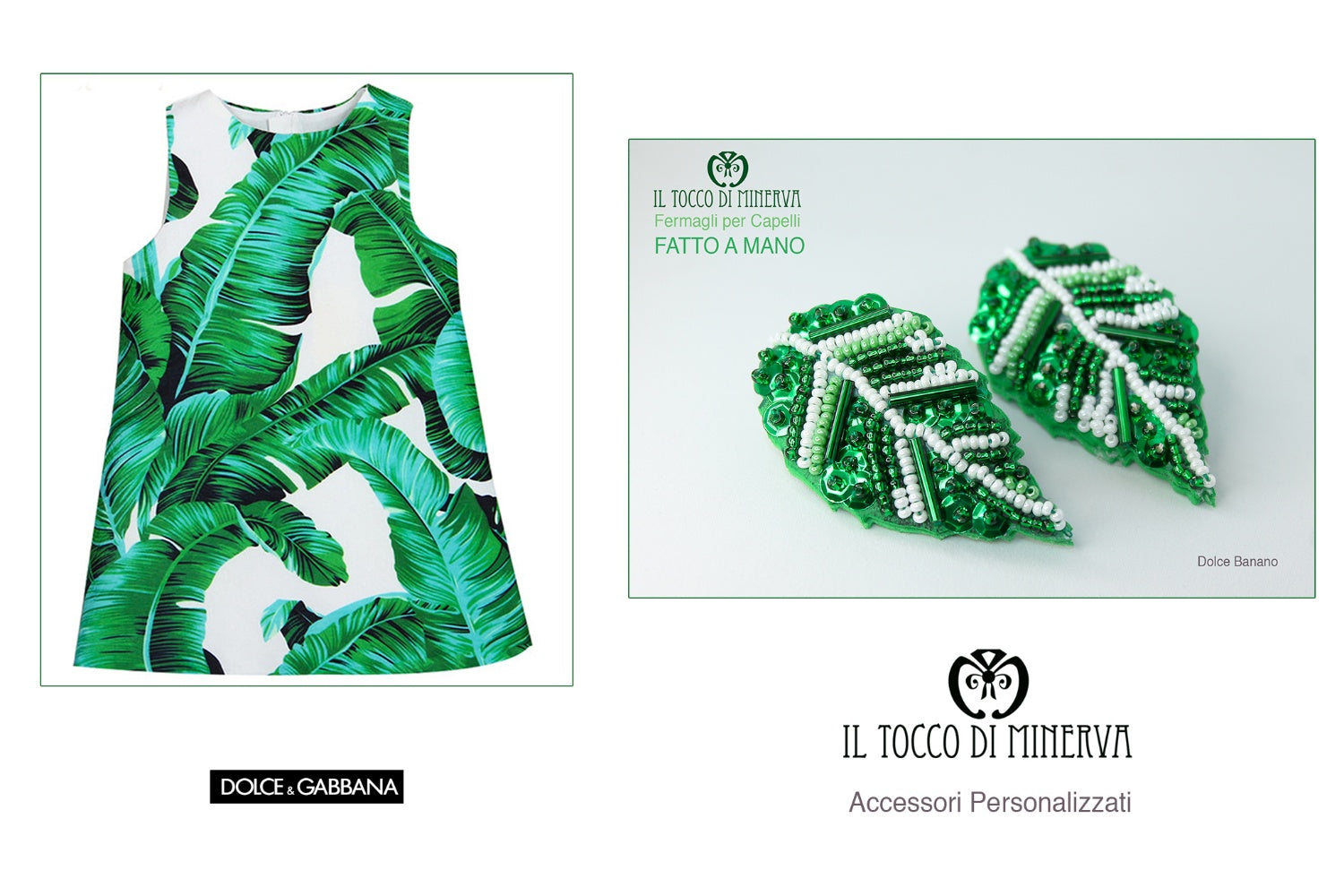 Fermaglio capelli dolce banano verde Handmade - Il Tocco di Minerva