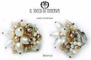 Anello tortora perle swarovski Berenice - Realizzato a mano - Il Tocco di Minerva