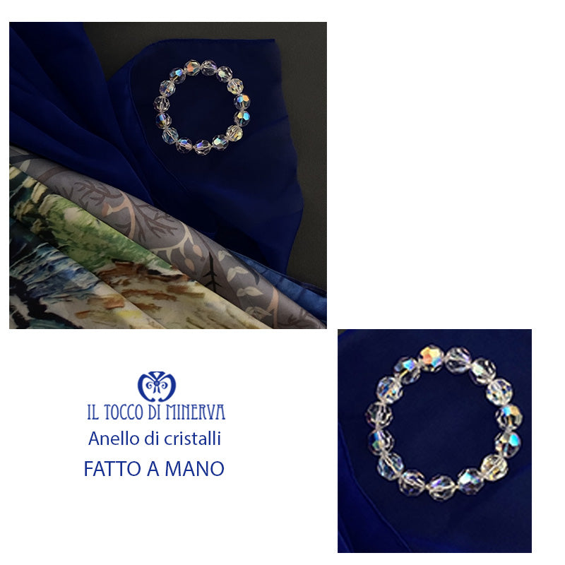 Anello spilla di cristalli per stole e foulard - Fatto a Mano - Il Tocco di Minerva